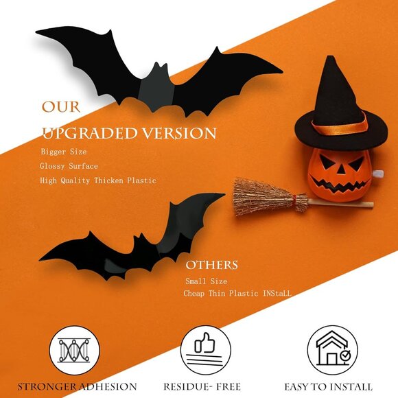 Halloween Decorations Bats Wall Decor Halloween Party Decorations Indoor Outdoor - Picture 5 of 8